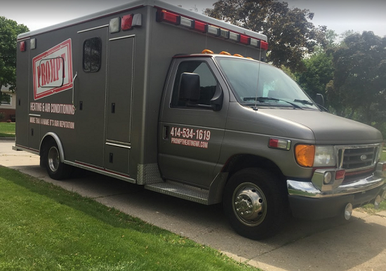 Prompt Heating and Air Conditioning HVAC technician on a service call in Waukesha WI